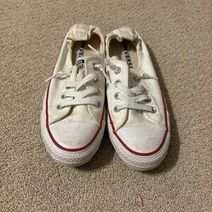 Converse Cream Sneakers with Red Accents